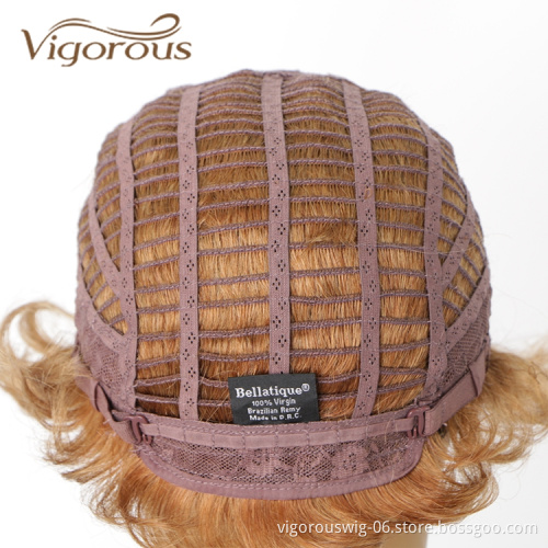 Vigorous Wholesale Short Wave Afro Real Glueless Brown 100% Human Hair For Black Women Natural Cheap Pixie Cut Wig Human Hair